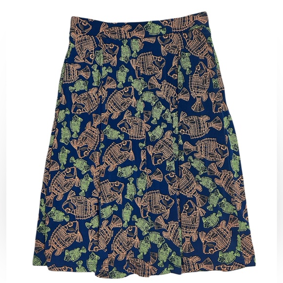 Lularoe Madison Jersey Fish Print Size XS Pockets Fit and Flare Skirt - Picture 1 of 5